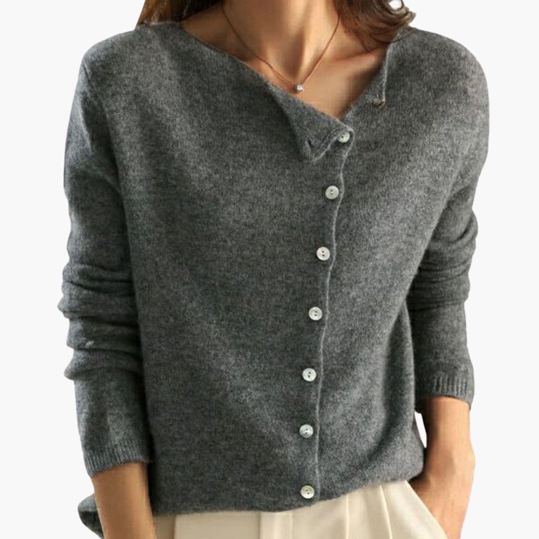 Women's Knit Cardigan | Round Neckline and Asymmetric Closure | Timeless Casual Style