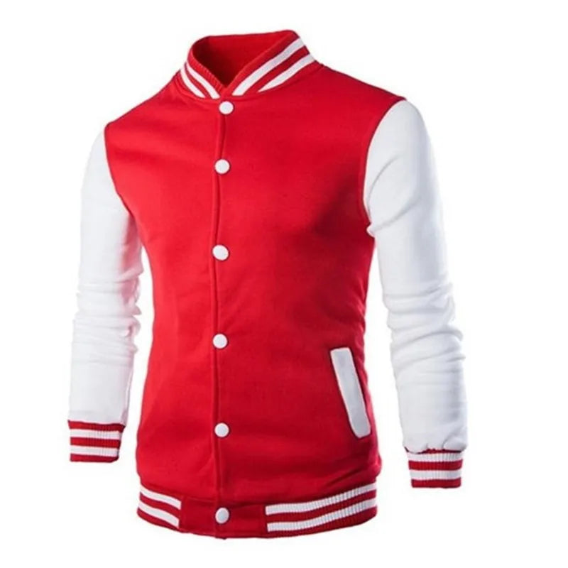 Men's Color Block Snap Button Varsity Jacket | Ribbed Trim