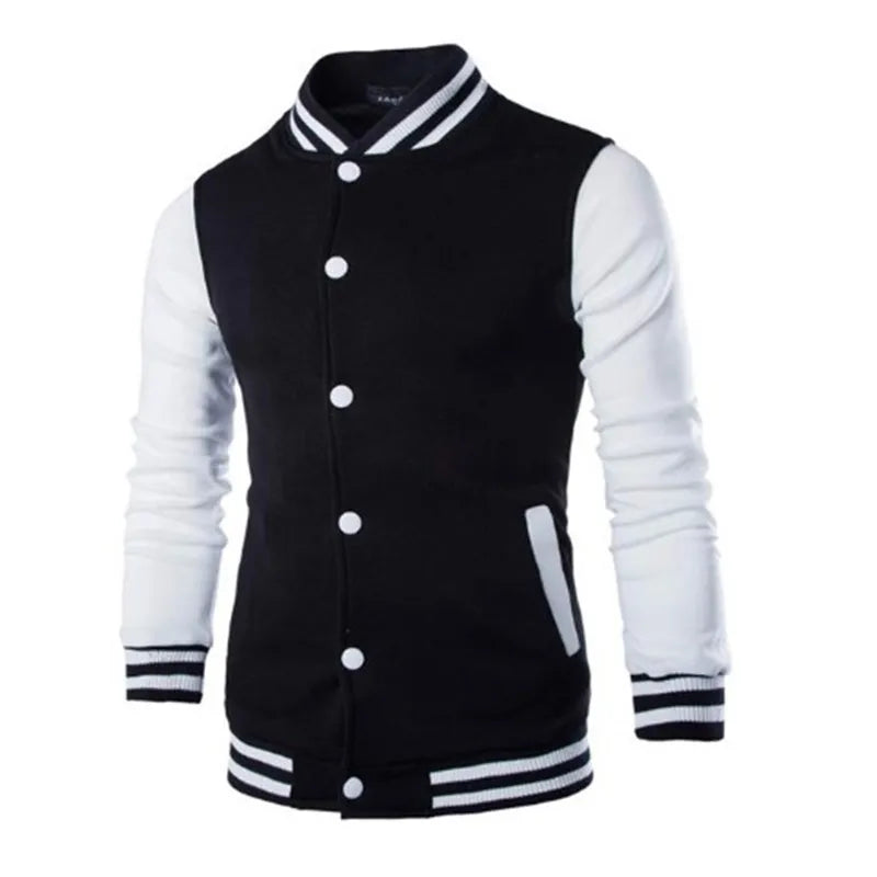 Men's Color Block Snap Button Varsity Jacket | Ribbed Trim