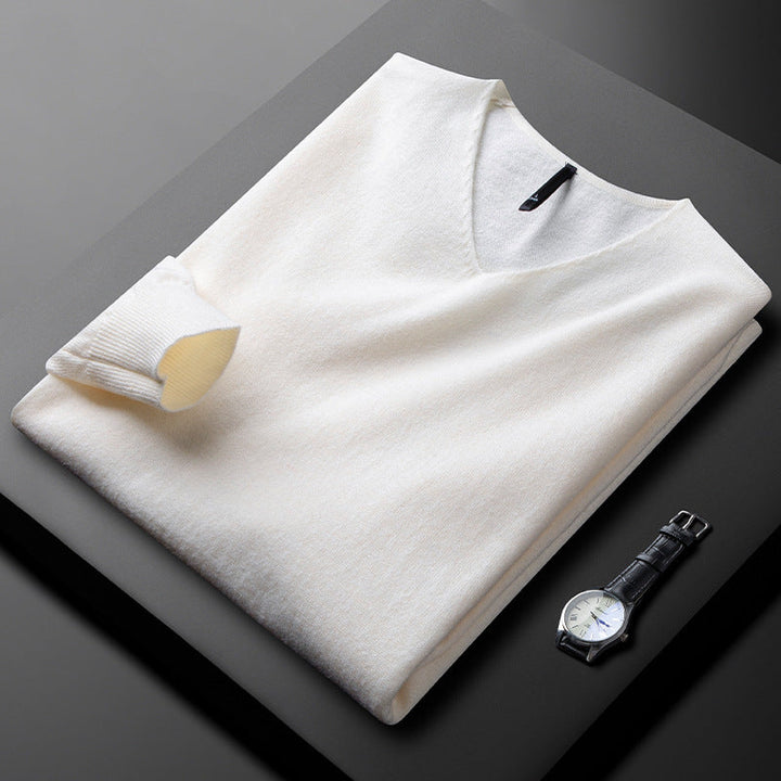 Men's Classic Long-Sleeve V-Neck Sweater | Minimalist Style