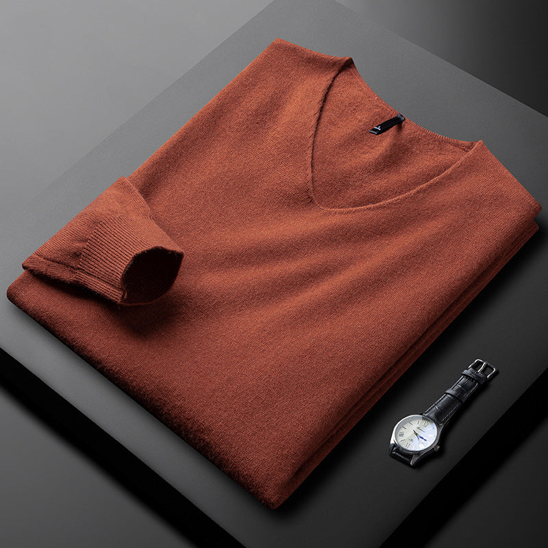 Men's Classic Long-Sleeve V-Neck Sweater | Minimalist Style
