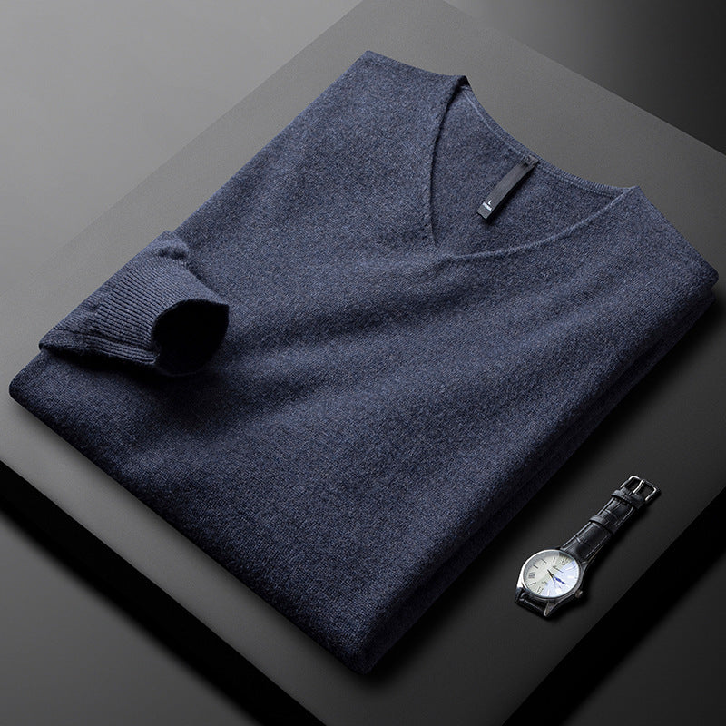 Men's Classic Long-Sleeve V-Neck Sweater | Minimalist Style