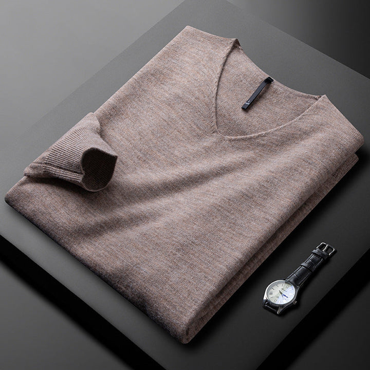 Men's Classic Long-Sleeve V-Neck Sweater | Minimalist Style