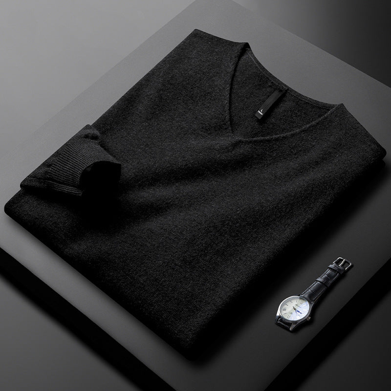 Men's Classic Long-Sleeve V-Neck Sweater | Minimalist Style