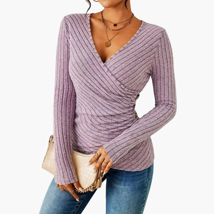 Women's Fitted Top with Wrap Front | Knitwear