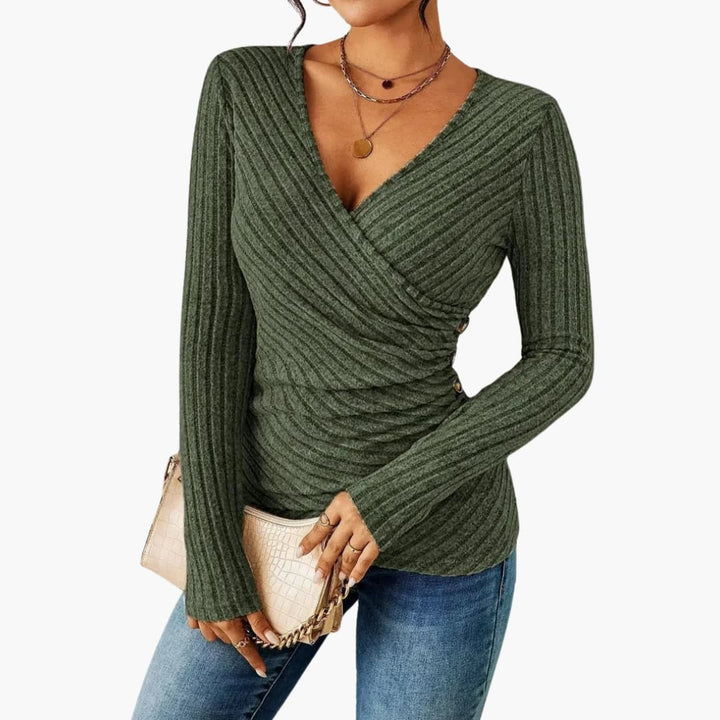 Women's Fitted Top with Wrap Front | Knitwear
