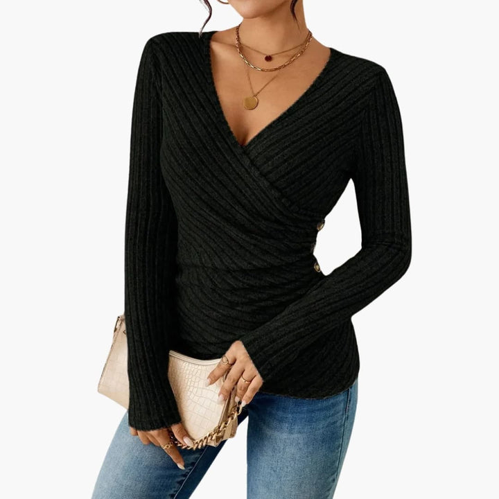 Women's Fitted Top with Wrap Front | Knitwear