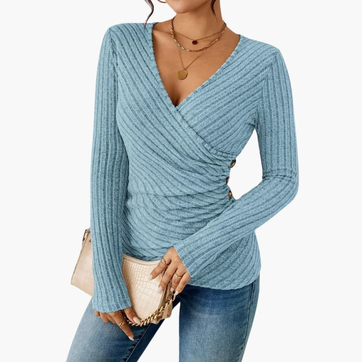 Women's Fitted Top with Wrap Front | Knitwear