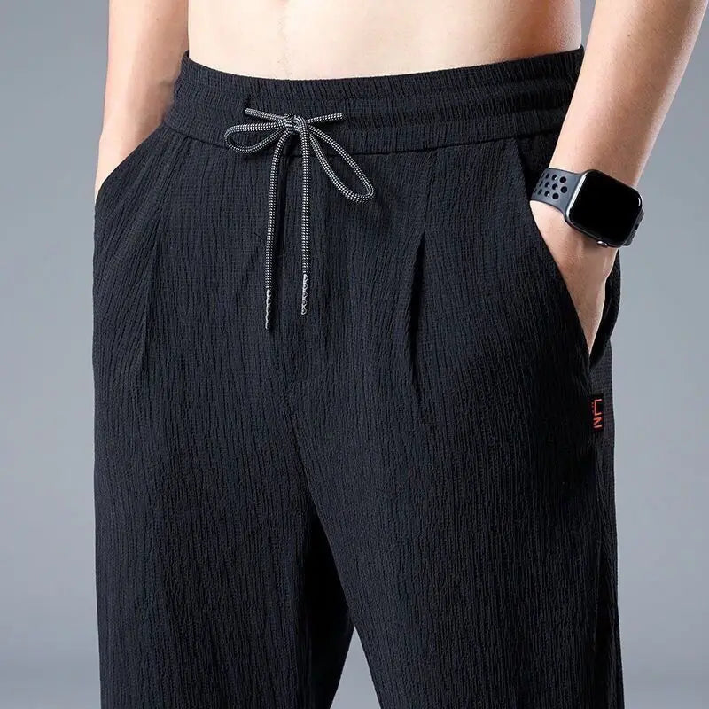 Men's Pants | Regular Fit Pants with Waist Tie | Tapered Leg | Casual Everyday Style