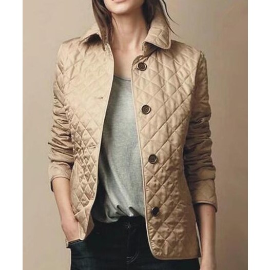 Women's Quilted Button-Up Jacket with Long Sleeves | Casual Jacket