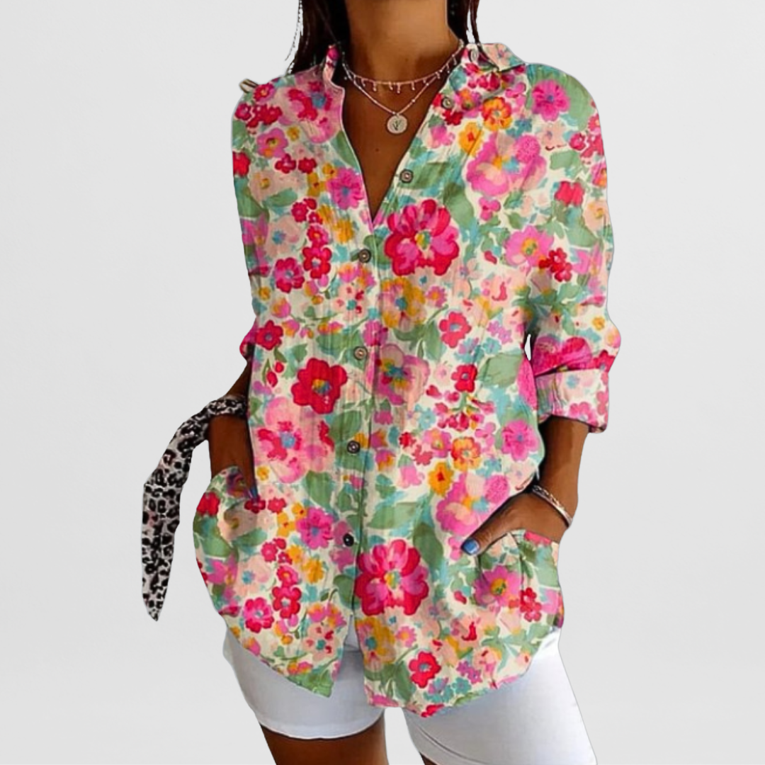 Natalia | Women's Long Blouse with Patterned Print and Loose Fit