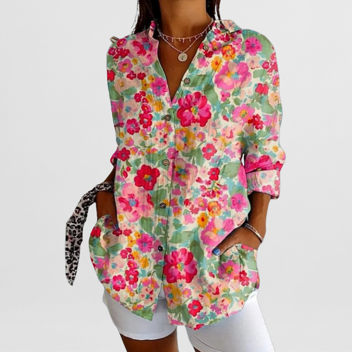 Natalia | Women's Long Blouse with Patterned Print and Loose Fit
