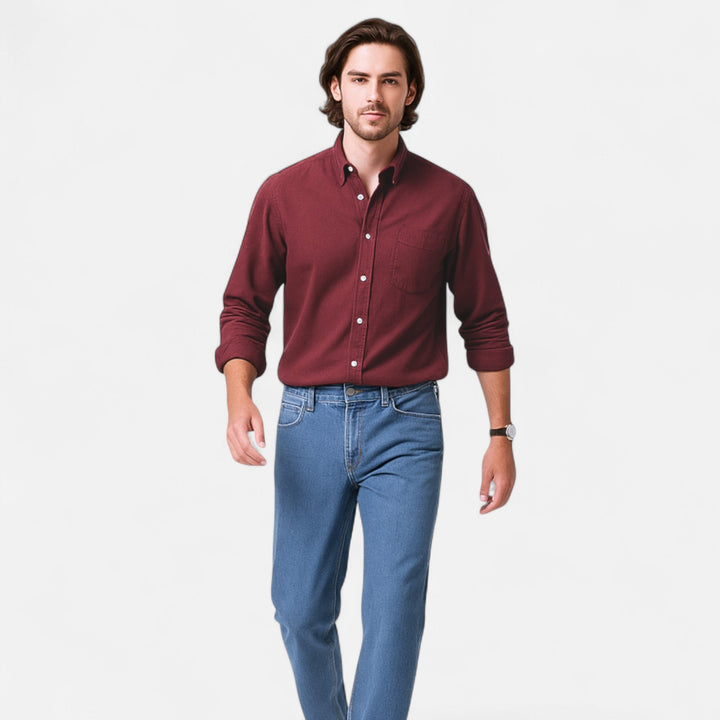 Bastian | Męska Koszula Biznesowa Slim Fit z Klasycznym Kołnierzem, Długimi Rękawami i Guzikami