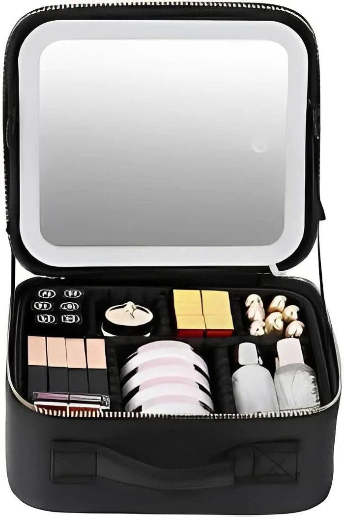 Kosmetyczka z lusterkiem podświetlanym diodami LED – Mobilne studio makijażu w walizce 2
