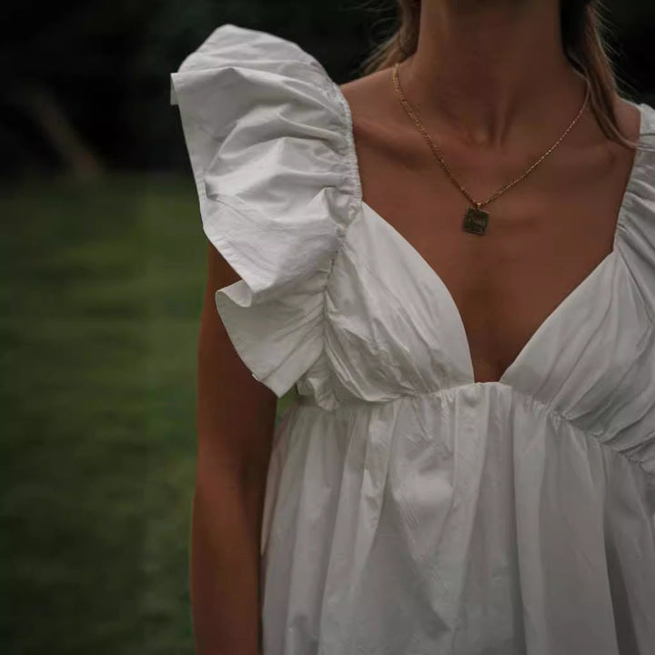 Alicja | White Mini Dress with Ruffles