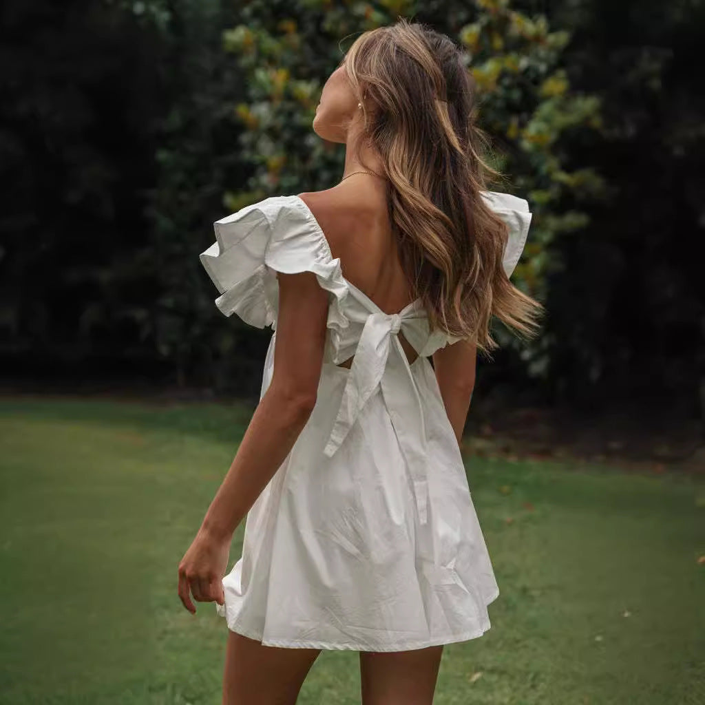 Alicja | White Mini Dress with Ruffles