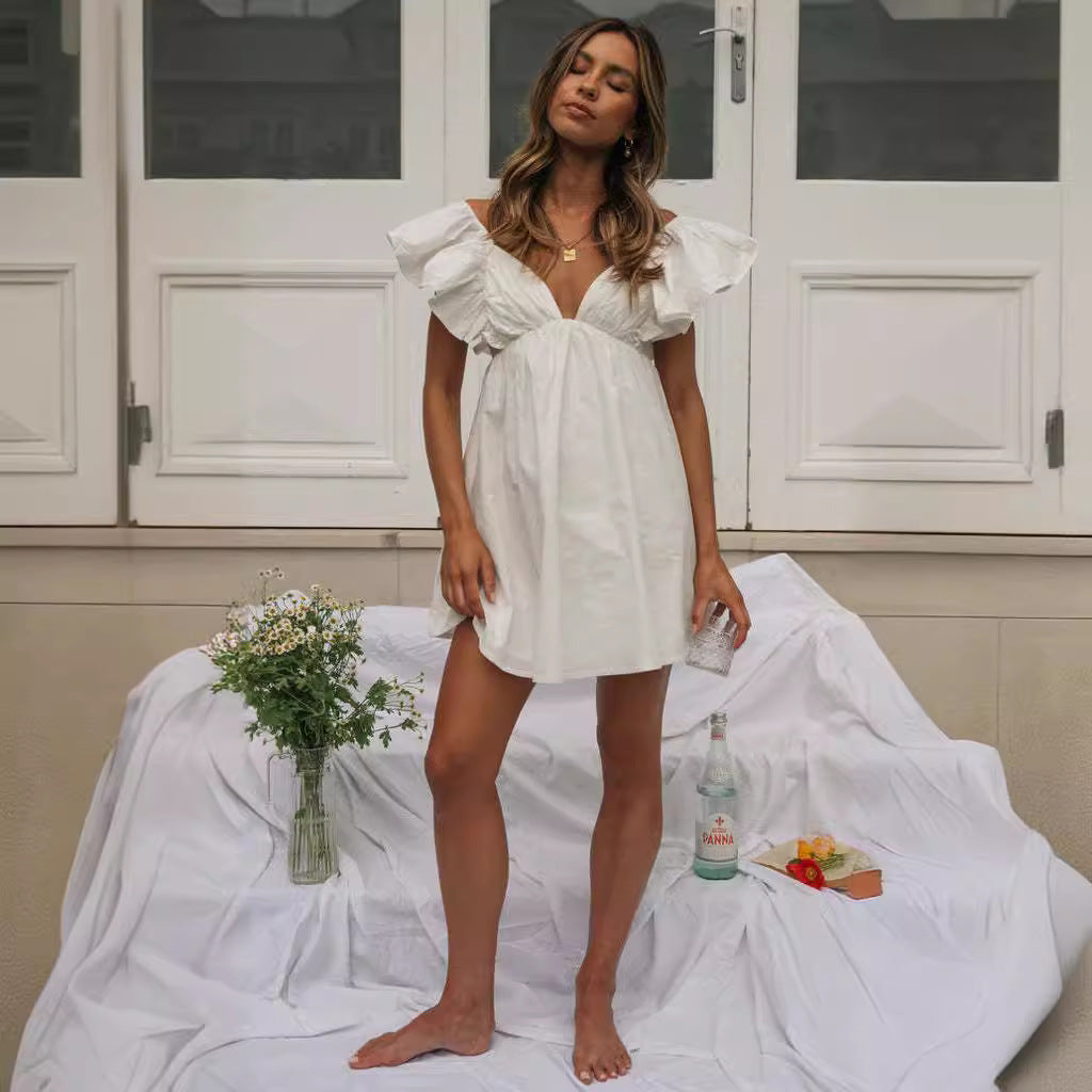 Alicja | White Mini Dress with Ruffles