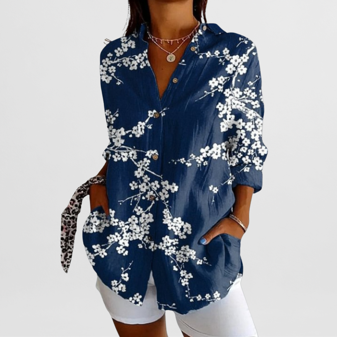 Natalia | Women's Long Blouse with Patterned Print and Loose Fit