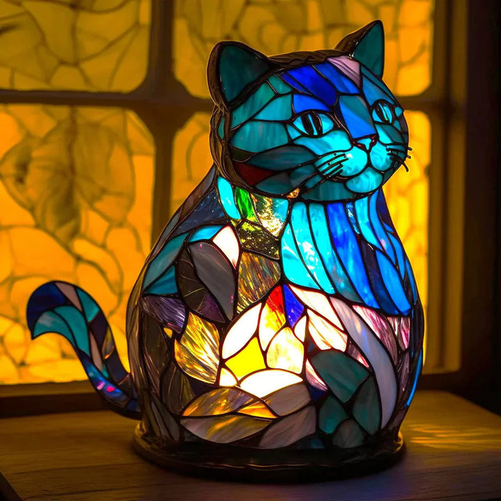 Lampa artystyczna w kształcie głowy zwierzęcia geometrycznego z efektem witrażu i światłem nastrojowym 13