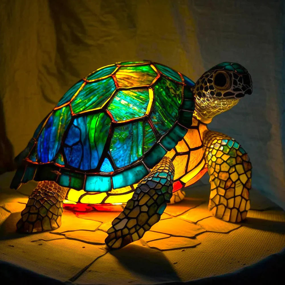 Lampa artystyczna w kształcie głowy zwierzęcia geometrycznego z efektem witrażu i światłem nastrojowym 16