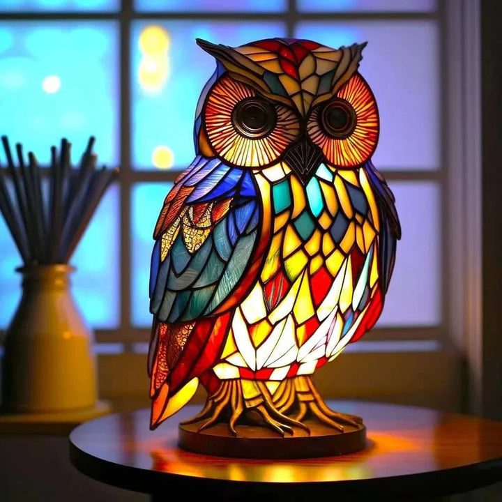 Lampa artystyczna w kształcie głowy zwierzęcia geometrycznego z efektem witrażu i światłem nastrojowym 9
