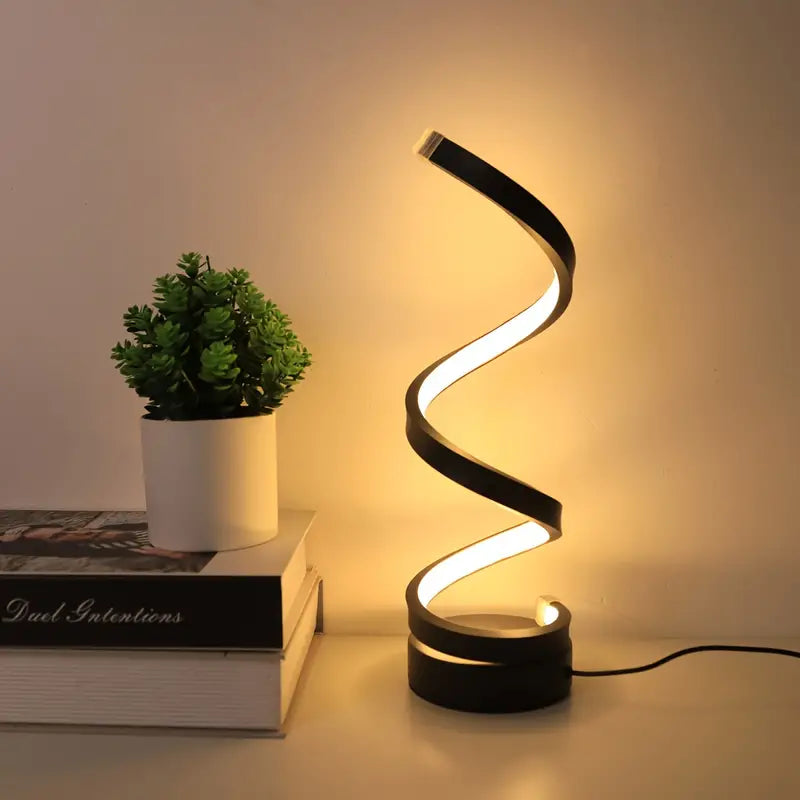 Lampa stołowa LED Spiral – nowoczesna, ściemnialna lampa biurkowa z ciepłym, nastrojowym światłem do sypialni lub salonu 0