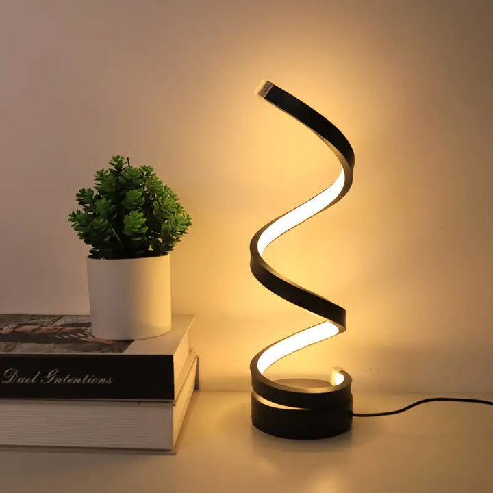 Lampa stołowa LED Spiral – nowoczesna, ściemnialna lampa biurkowa z ciepłym, nastrojowym światłem do sypialni lub salonu 0