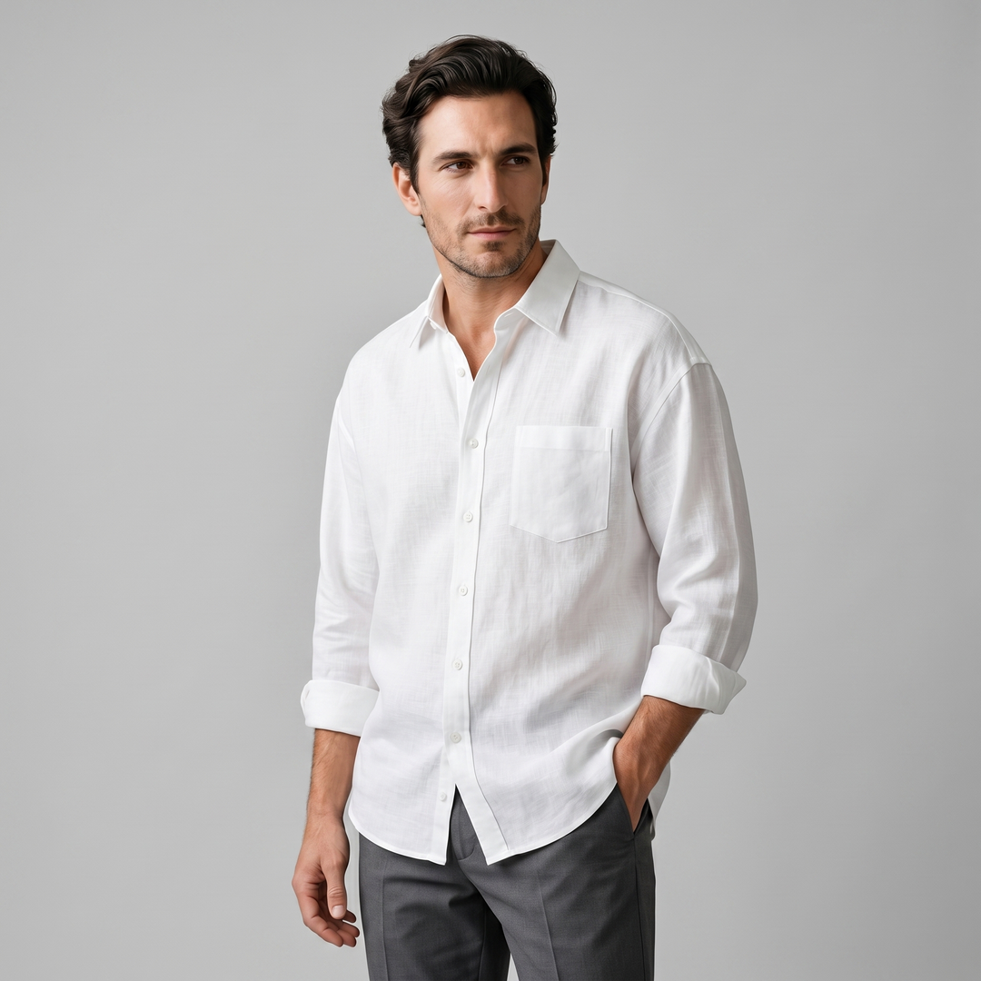Sebastian | Men's Loose-Fit Shirt with Long Sleeves and a Classic Collar