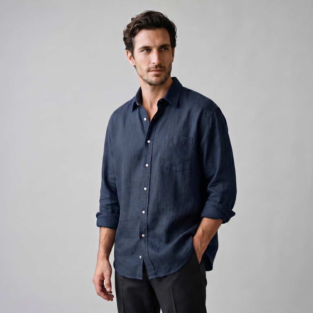 Sebastian | Men's Loose-Fit Shirt with Long Sleeves and a Classic Collar