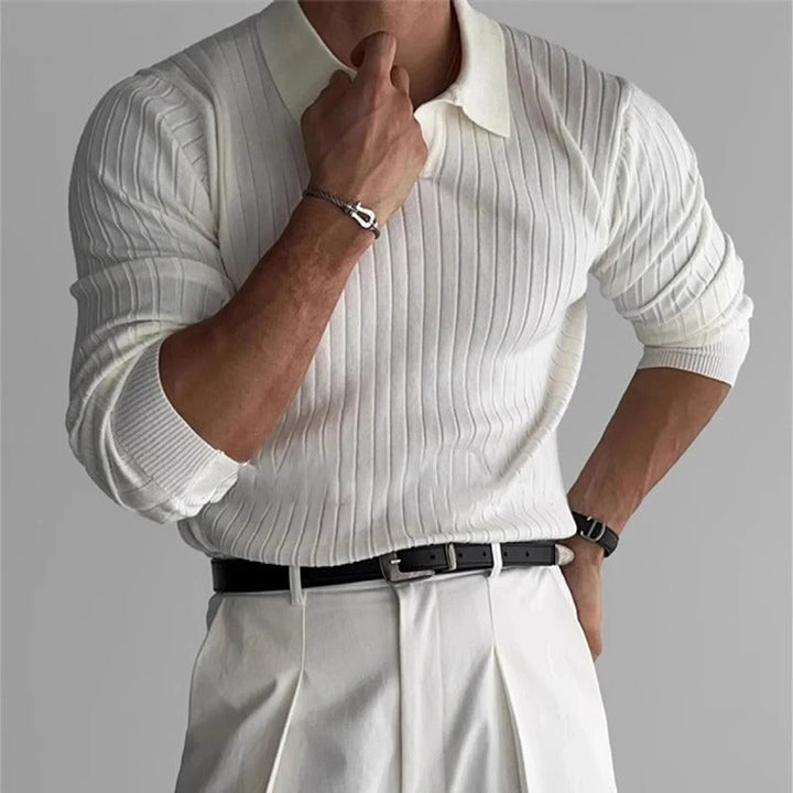 Oscar | Men's Slim-Fit Polo Shirt with Long Sleeves and a Classic Collar