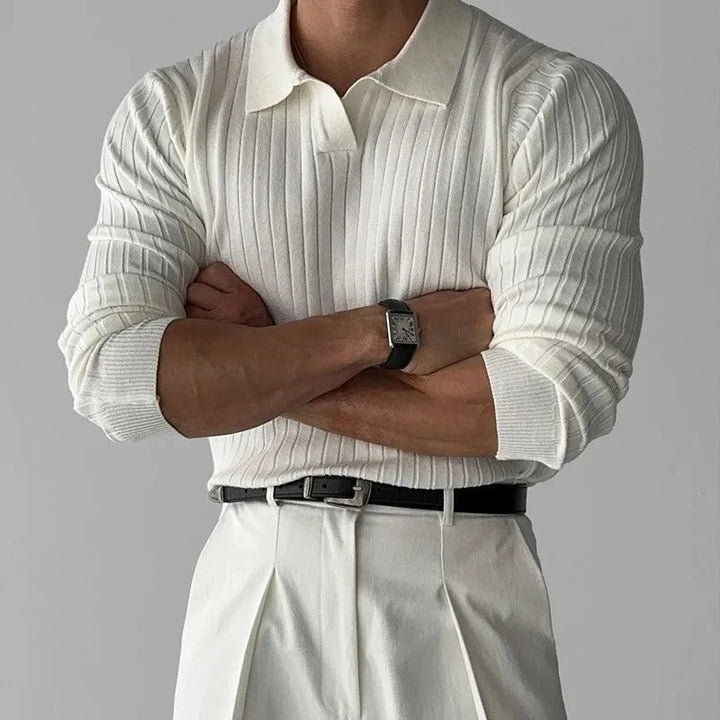 Oscar | Men's Slim-Fit Polo Shirt with Long Sleeves and a Classic Collar