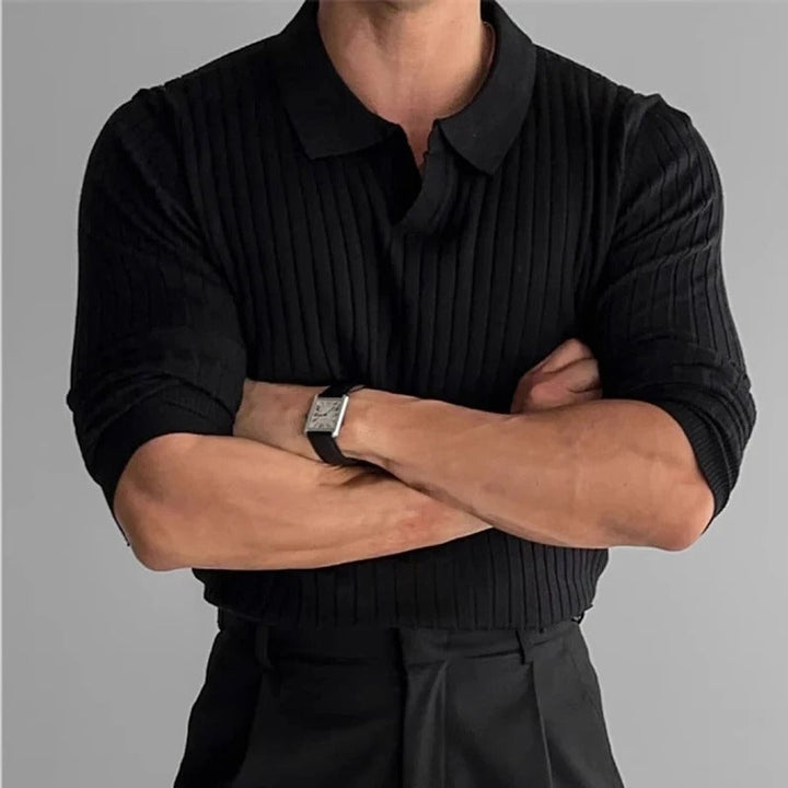 Oscar | Men's Slim-Fit Polo Shirt with Long Sleeves and a Classic Collar