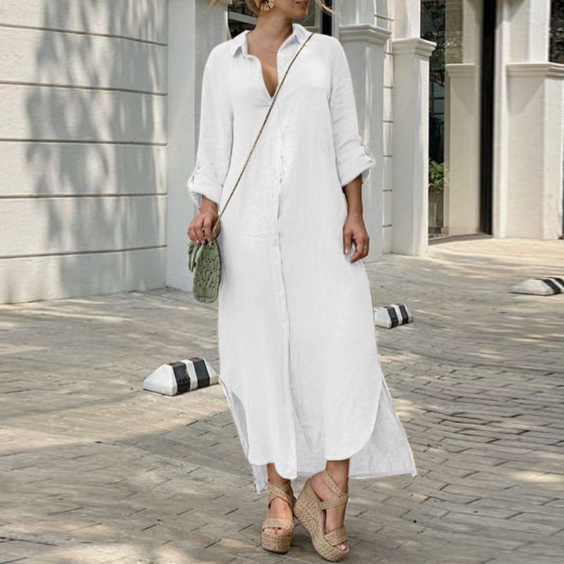 Joanna | Women's Loose Maxi Shirt Dress