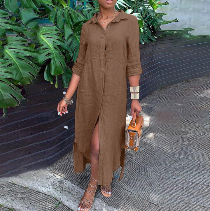 Joanna | Women's Loose Maxi Shirt Dress