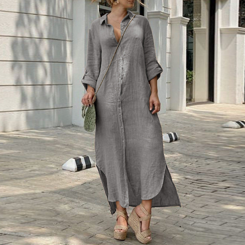 Joanna | Women's Loose Maxi Shirt Dress