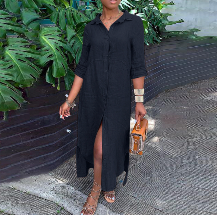 Joanna | Women's Loose Maxi Shirt Dress