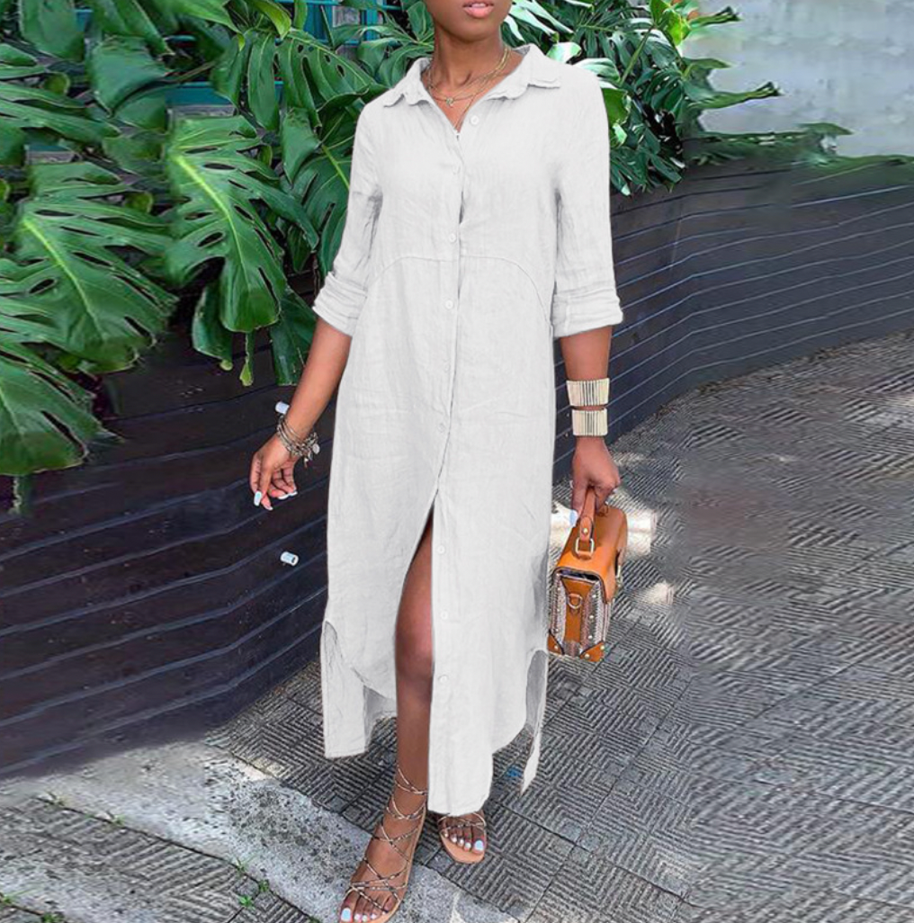 Joanna | Women's Loose Maxi Shirt Dress