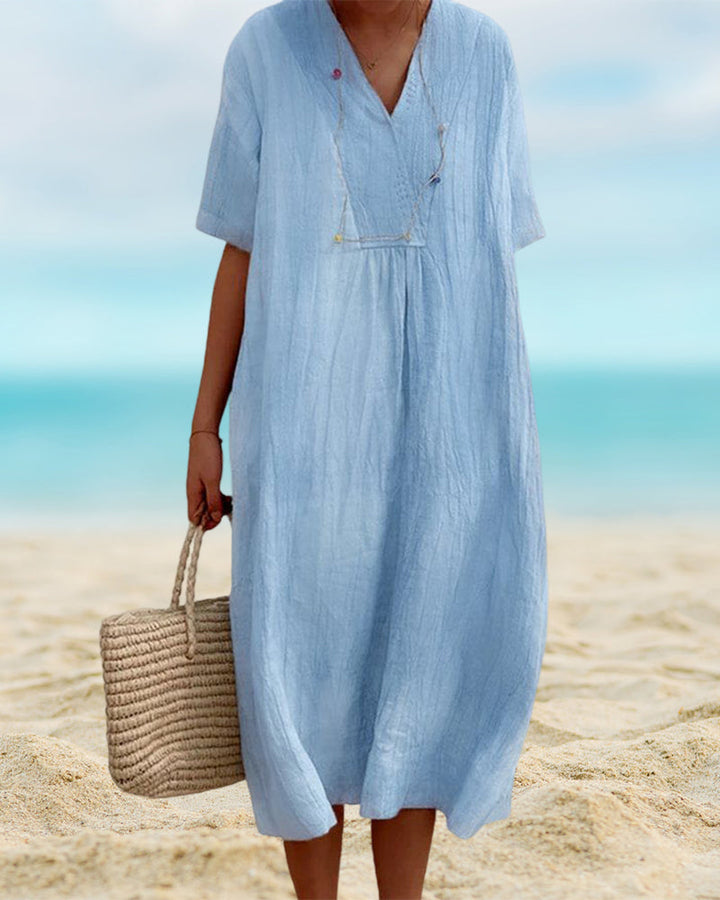 Women's Maxi Dress | Loose Fit | V-Neckline | Summer Style
