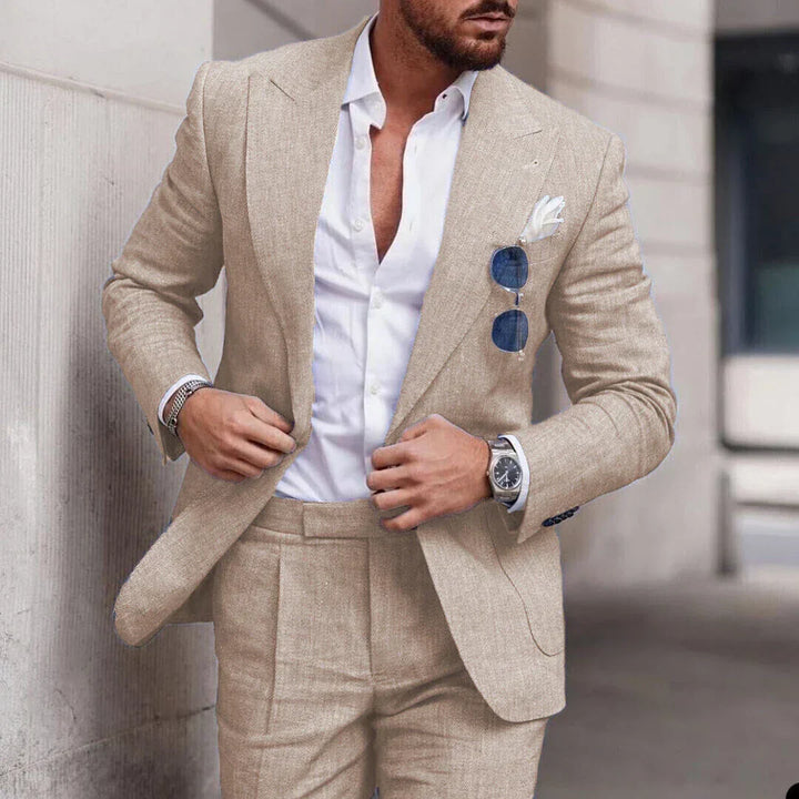Męski Garnitur Ślubny Slim Fit Jednorzędowy | Formalny