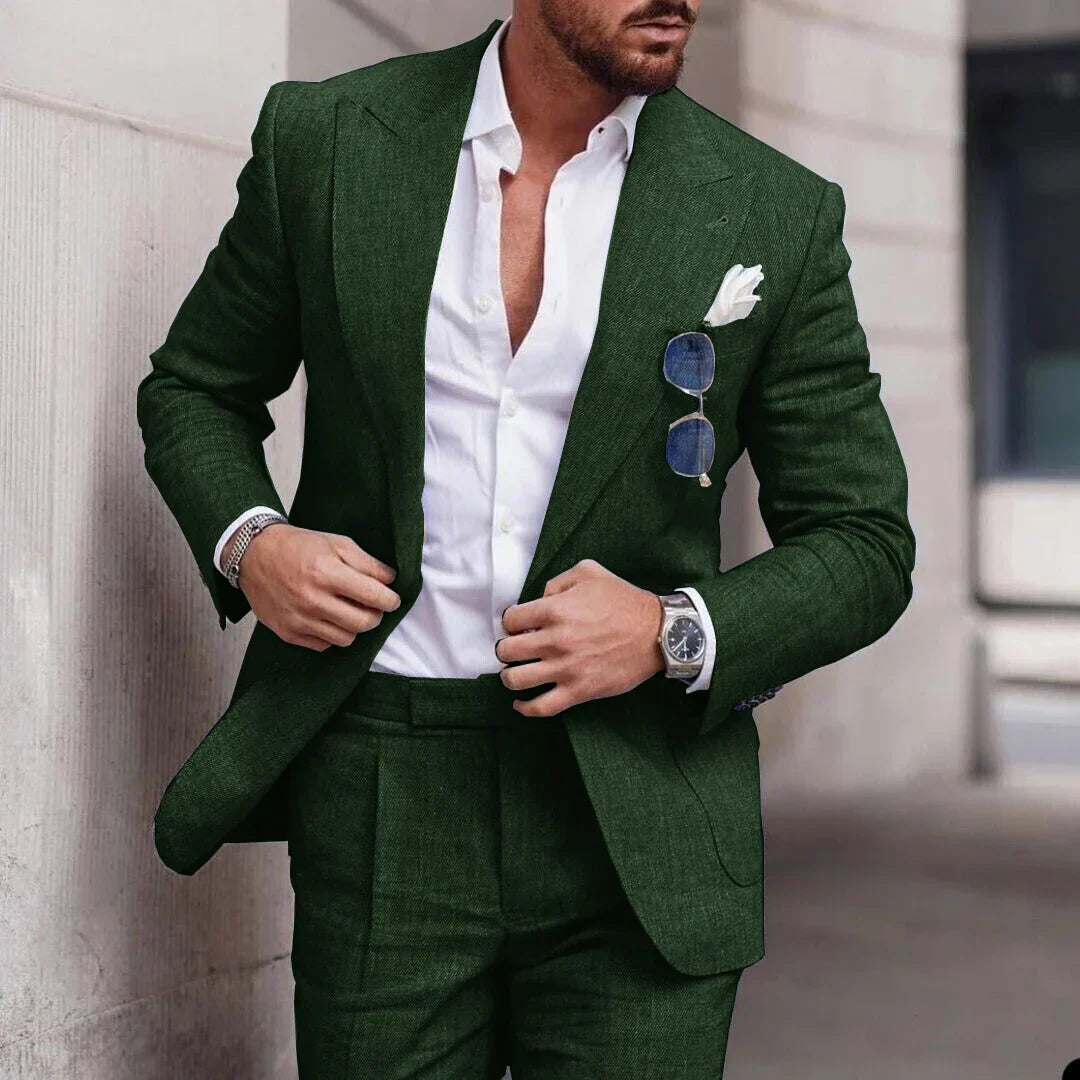 Męski Garnitur Ślubny Slim Fit Jednorzędowy | Formalny