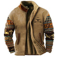 Callum | Men's Regular-Fit Winter Fleece-Style Jacket with a Stand Collar and Patterned Sleeves