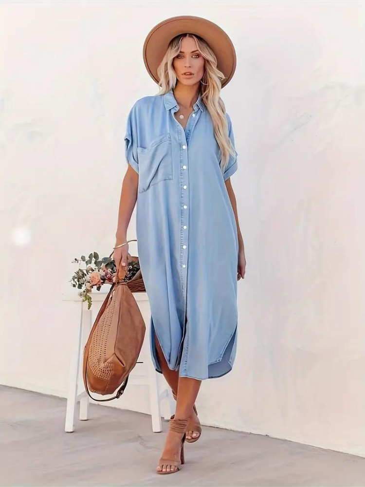 Elwira | Women's Loose Shirt Dress with Buttons
