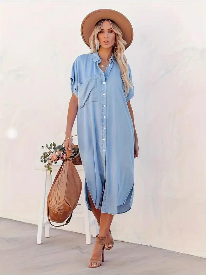 Elwira | Women's Loose Shirt Dress with Buttons