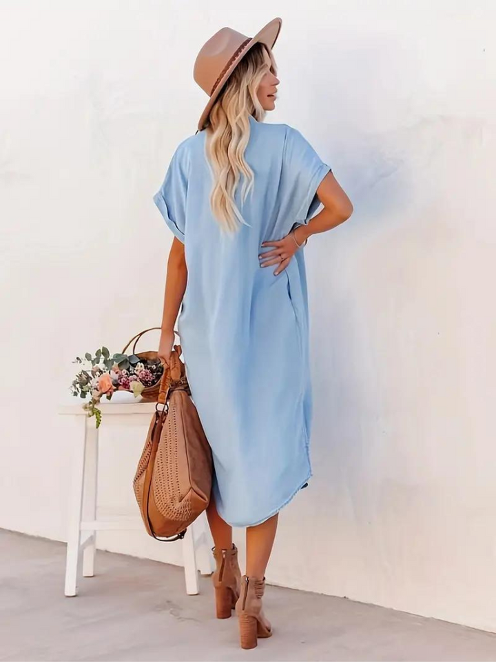 Elwira | Women's Loose Shirt Dress with Buttons