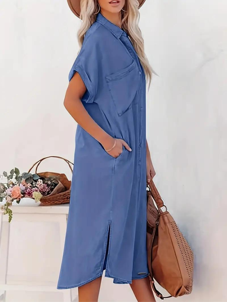 Elwira | Women's Loose Shirt Dress with Buttons