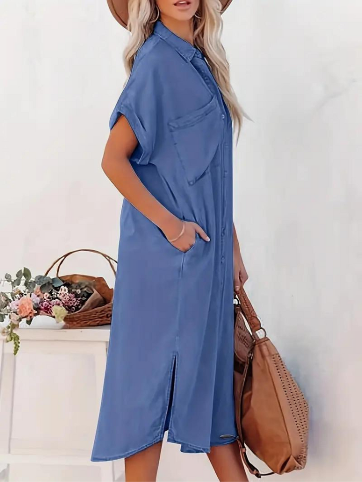 Elwira | Women's Loose Shirt Dress with Buttons