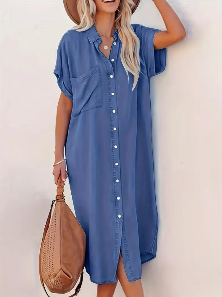Elwira | Women's Loose Shirt Dress with Buttons