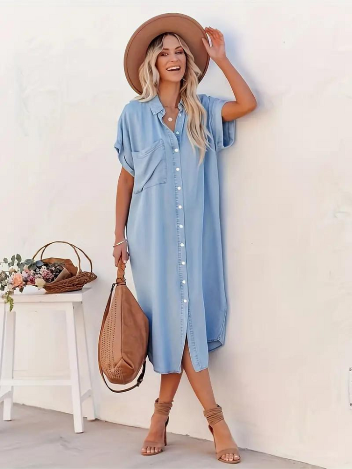 Elwira | Women's Loose Shirt Dress with Buttons