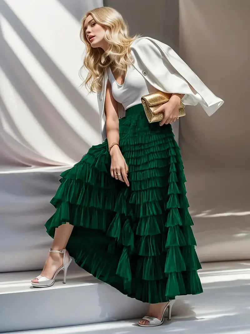 Justyna | Women's Long Skirt with Ruffles