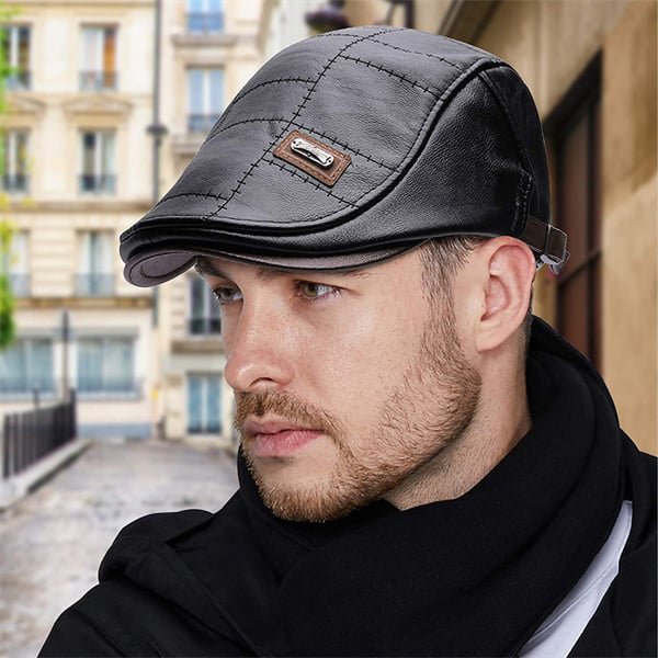 Męska czapka z daszkiem – czapka w stylu vintage gazeciarza z pikowaną wstawką i regulowanym paskiem do noszenia na co dzień 4